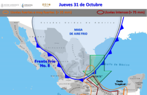 Nuevo «Frente Frío» dejará lluvias y frío de hasta 9ºC